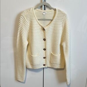 GEMMA & JANE NWOT Cream Button-Up Women's Sweater Cardigan, Size L